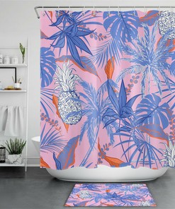 Eye-catching Pink Pineapple Plant Leaf Shower Curtain for Tropical Bathroom Decor
