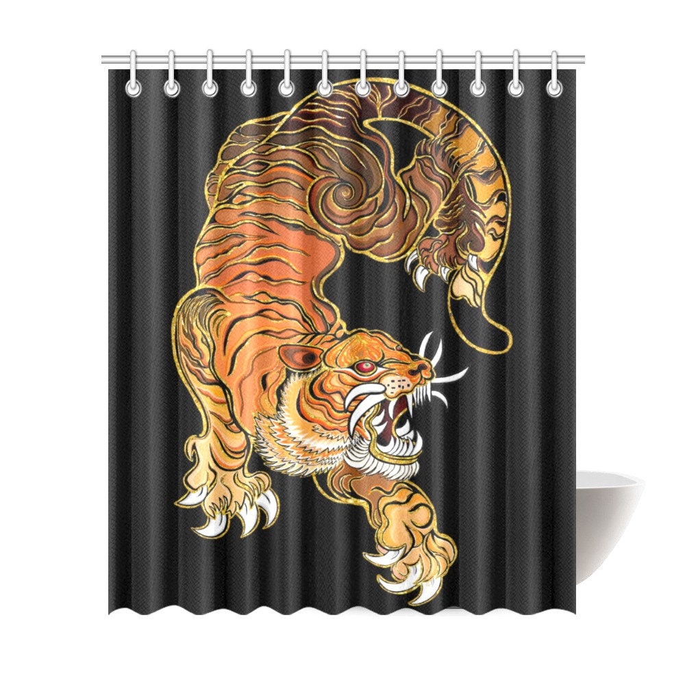 Eye-catching Tiger Shower Curtain - Unique Art Piece for Your Bathroom - Waterproof Home Decor