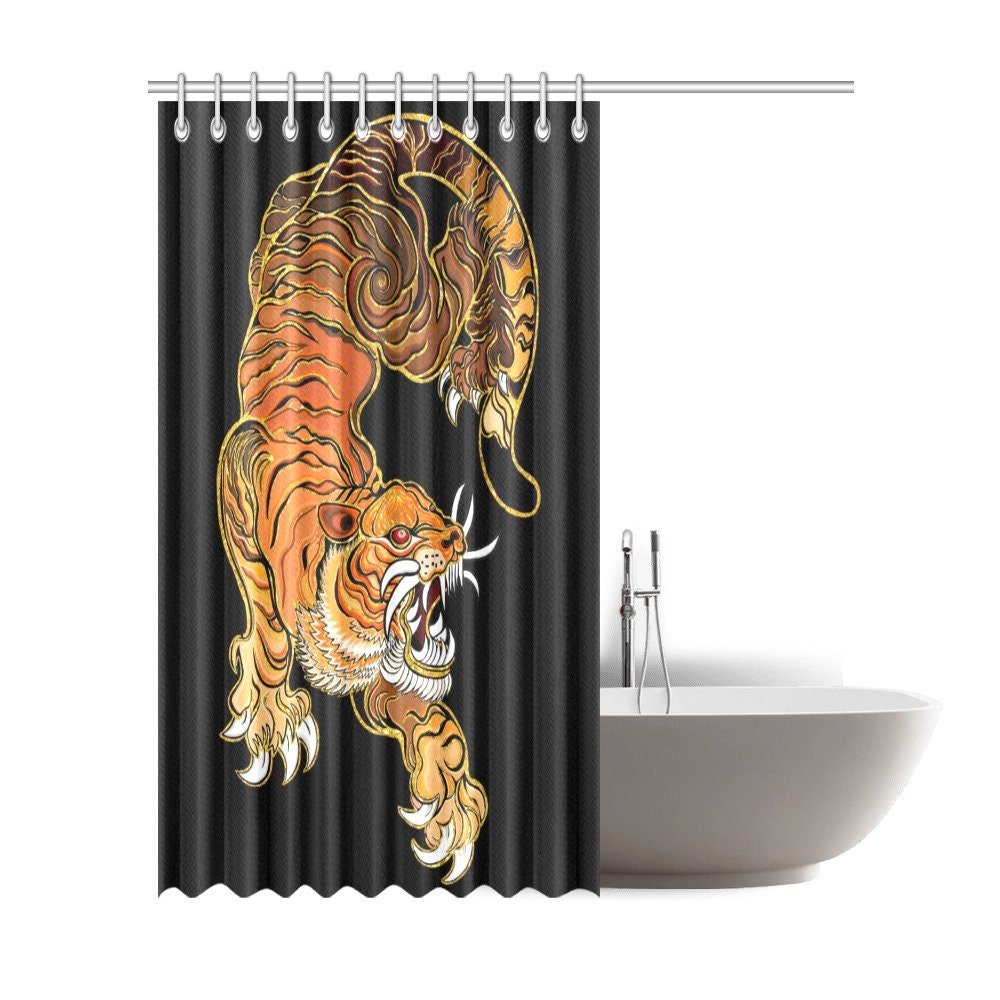 Eye-catching Tiger Shower Curtain - Unique Art Piece for Your Bathroom - Waterproof Home Decor