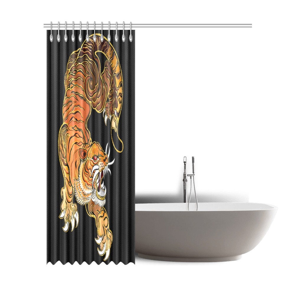 Eye-catching Tiger Shower Curtain - Unique Art Piece for Your Bathroom - Waterproof Home Decor