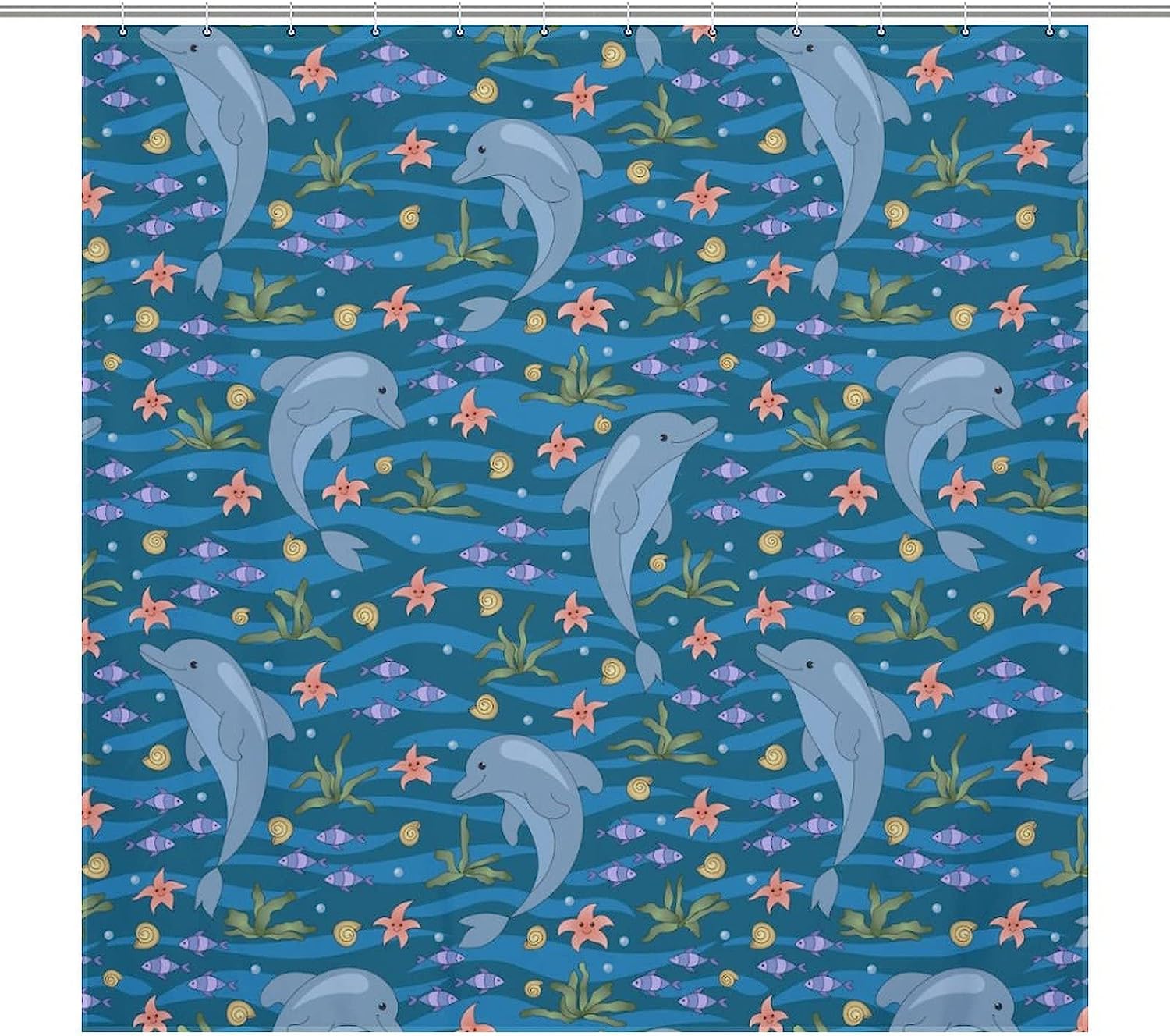 Fabric Bath Curtains For Hotel With Funny Dolphins Shower Curtain