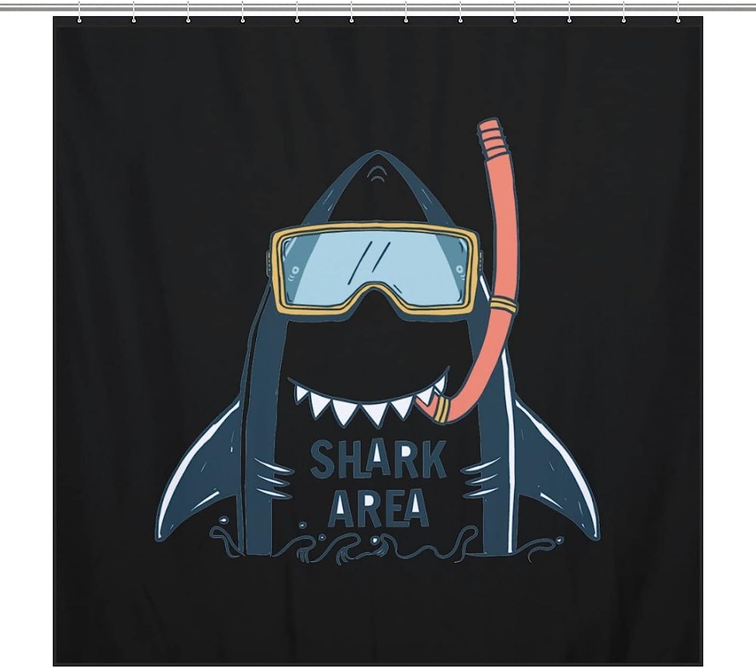 Fabric Bath Curtains With Funny Shark Diver Print, Perfect For Hotels And Home Bathrooms