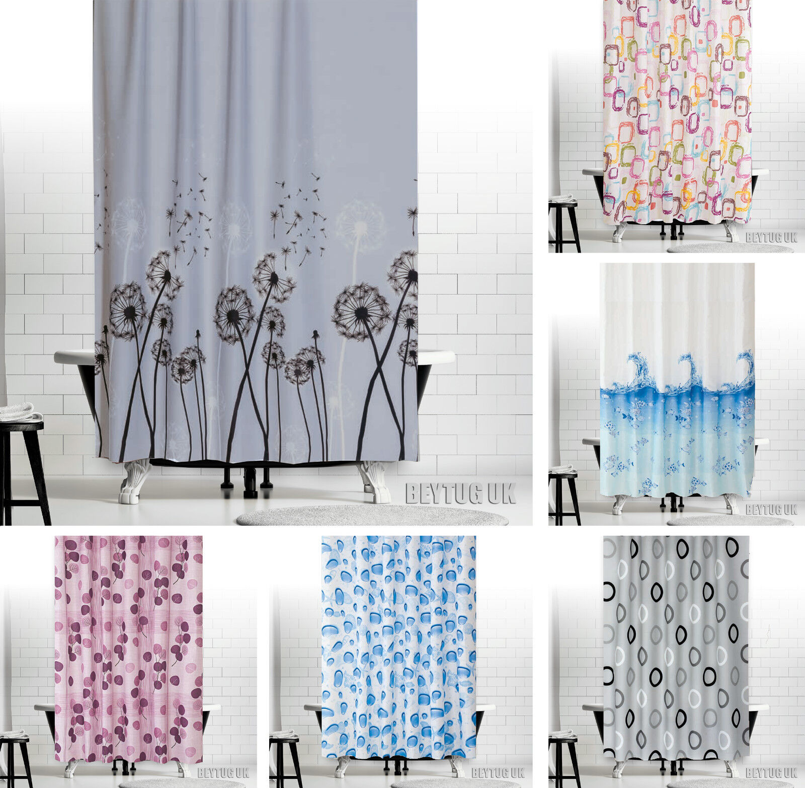 Fabric Bathroom Shower Curtain, Tropical Design for Your Easy-to-Clean Bathroom