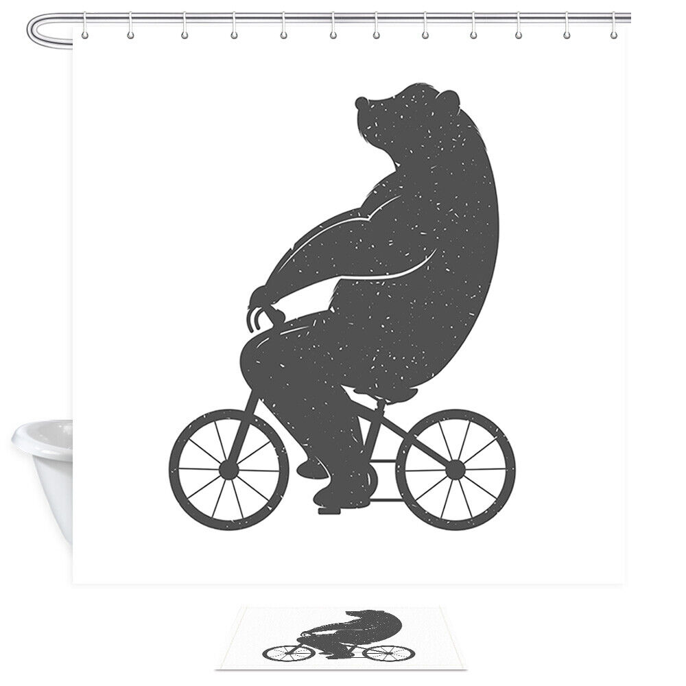 Fabric Bear Riding Bicycle Shower Curtain - A Playful Addition To Your Bathroom