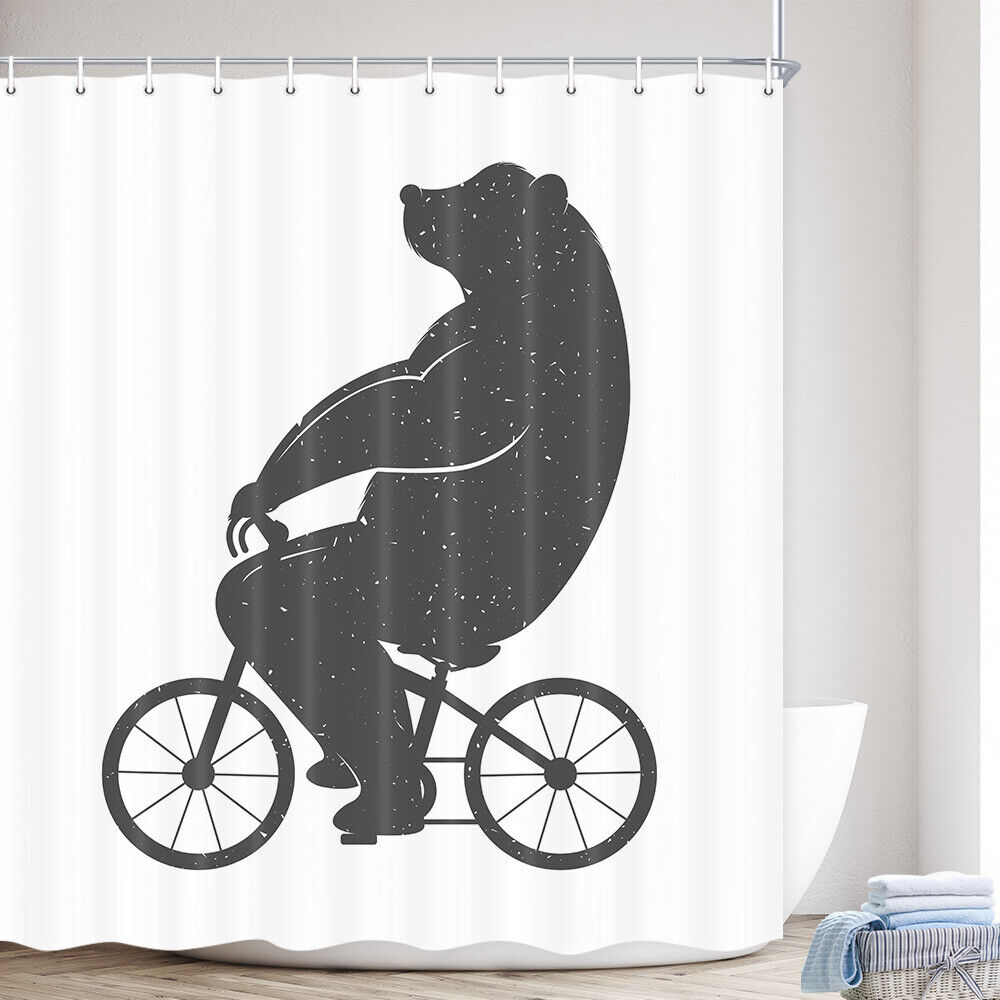 Fabric Bear Riding Bicycle Shower Curtain - A Playful Addition To Your Bathroom
