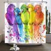 Fabric Birds And Color Splashes Shower Curtain For Bathroom Decor