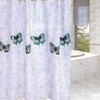 Fabric Butterfly Print Shower Curtain For Mould Proof Bathroom