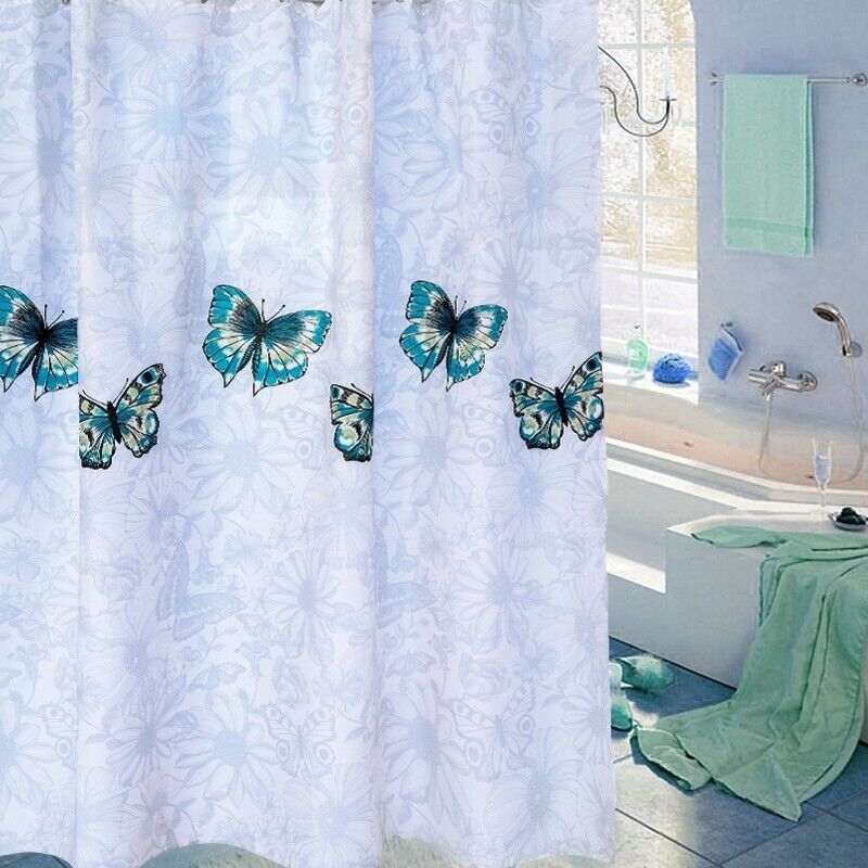 Fabric Butterfly Print Shower Curtain For Mould Proof Bathroom - Image 4