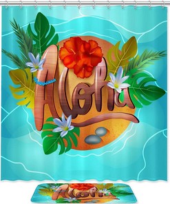 Fabric Hawaiian Aloha Shower Curtain Liner For Bathroom