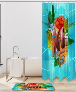 Fabric Hawaiian Aloha Shower Curtain Liner For Bathroom