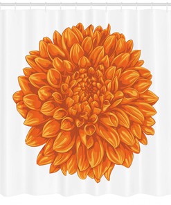 Fabric Orange Shower Curtain for Bathroom Decors