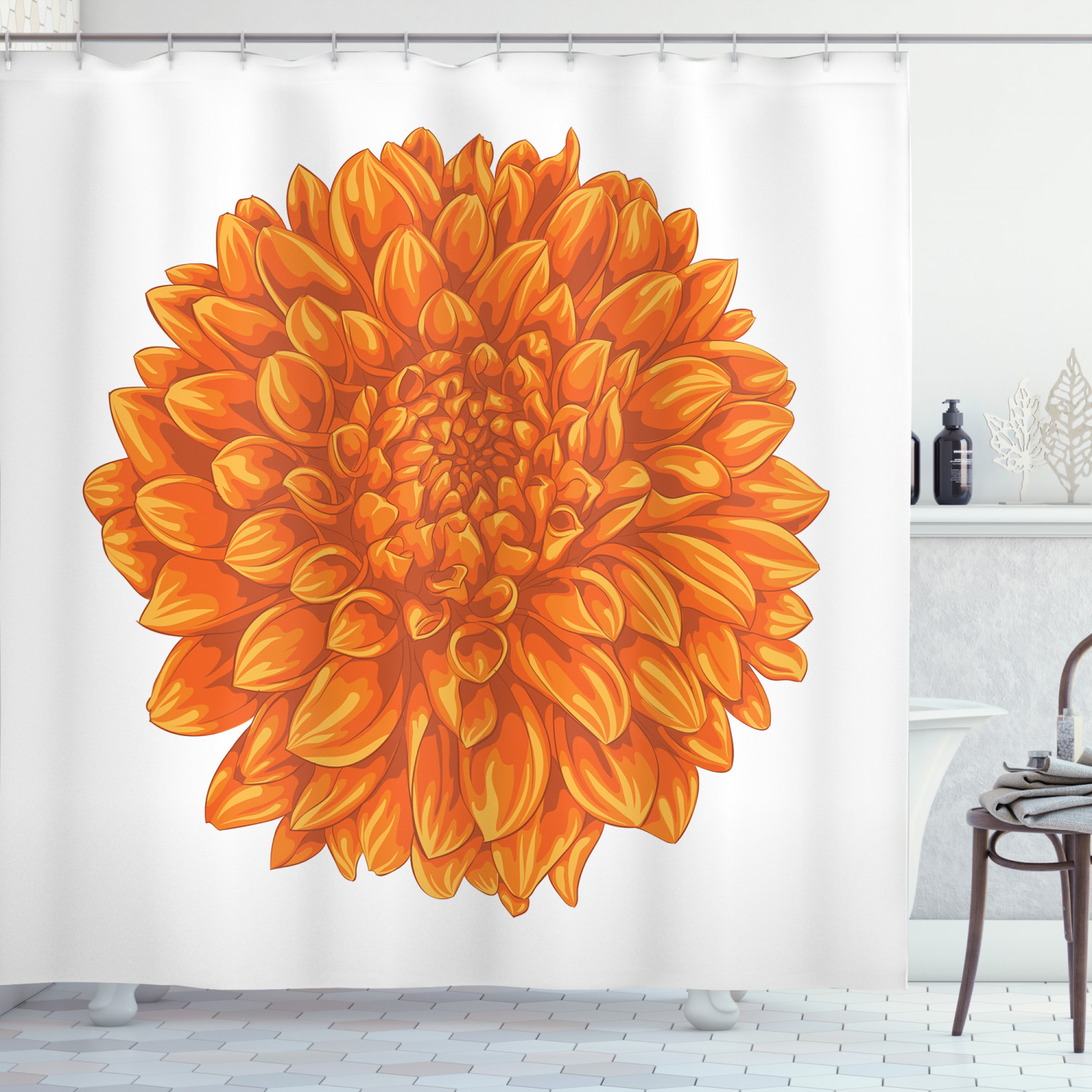 Fabric Orange Shower Curtain for Bathroom Decors