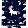 Fabric Shower Curtain With Elegant Unicorn Design And Liner