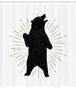 Fabric Shower Curtain With Rustic Bear Print, Perfect For Lodge Or Cabin Bathrooms