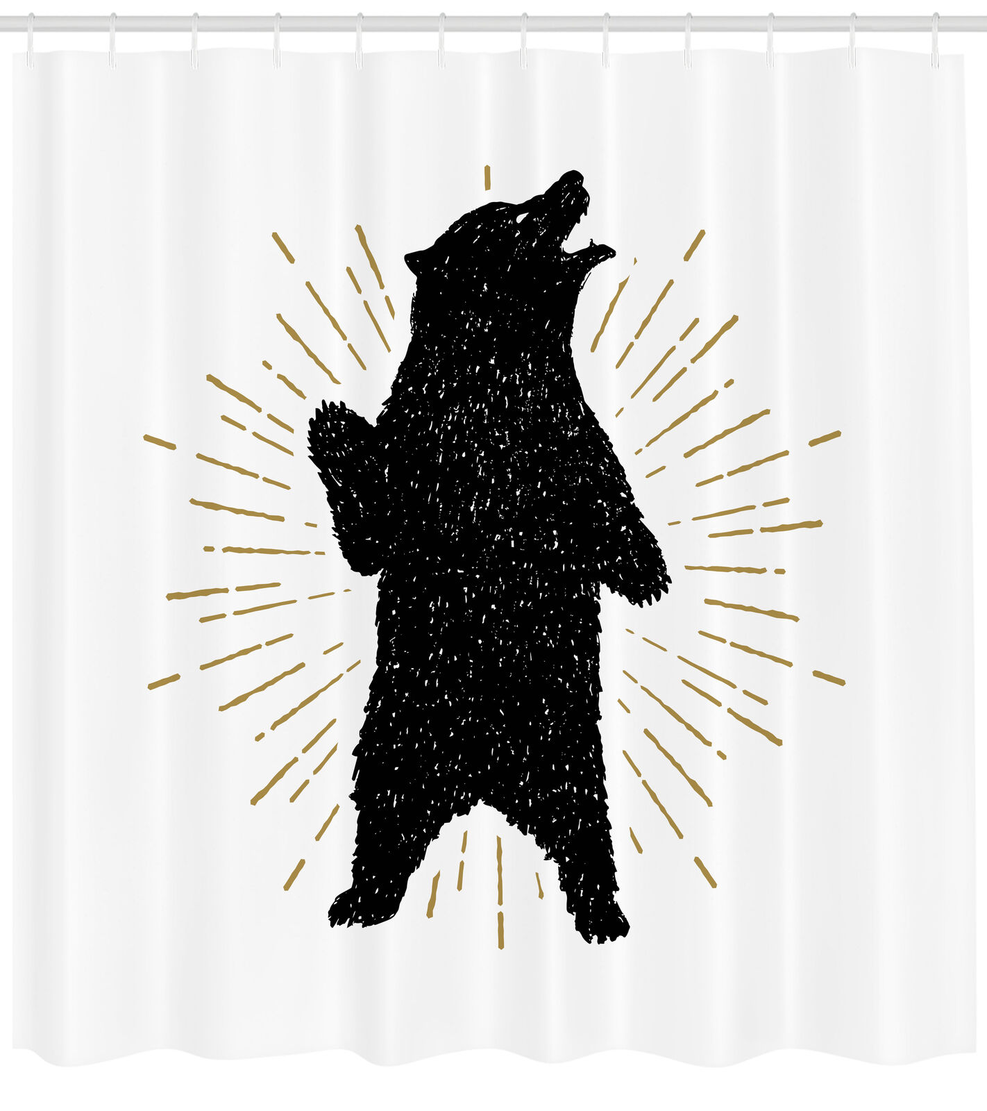 Fabric Shower Curtain With Rustic Bear Print, Perfect For Lodge Or Cabin Bathrooms