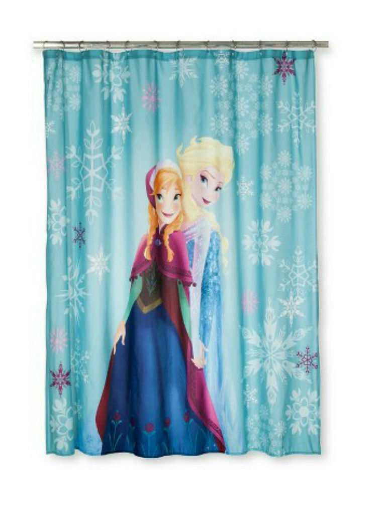 Fabric Shower Curtain With Your Favorite Characters - Hello Kitty, Anna & Elsa, Tmnt, Star War, Olaf, Ariel, And More