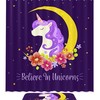 Fabric Shower Curtain with Magic Unicorn Wonderland Print Design - For Dreamy and Whimsical Bathroom Decor. 