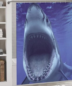 Fabric Shower Curtain with Shark Teeth Print Design for Your Bathroom