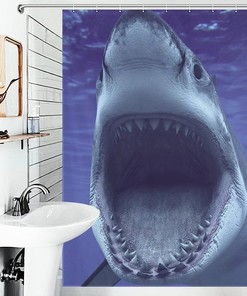 Fabric Shower Curtain with Shark Teeth Print Design for Your Bathroom