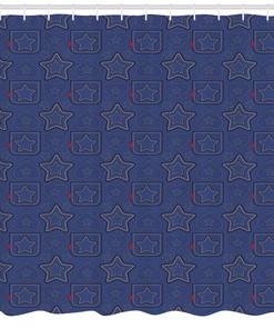 Fabric Shower Curtain with Star Motif for Durable Bathroom Decor