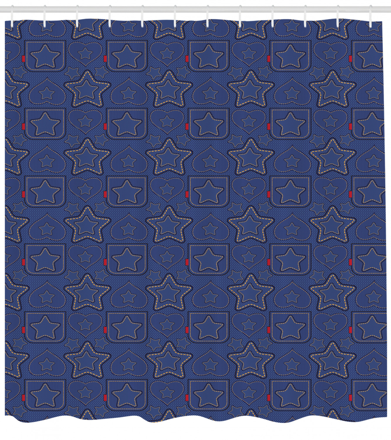 Fabric Shower Curtain with Star Motif for Durable Bathroom Decor