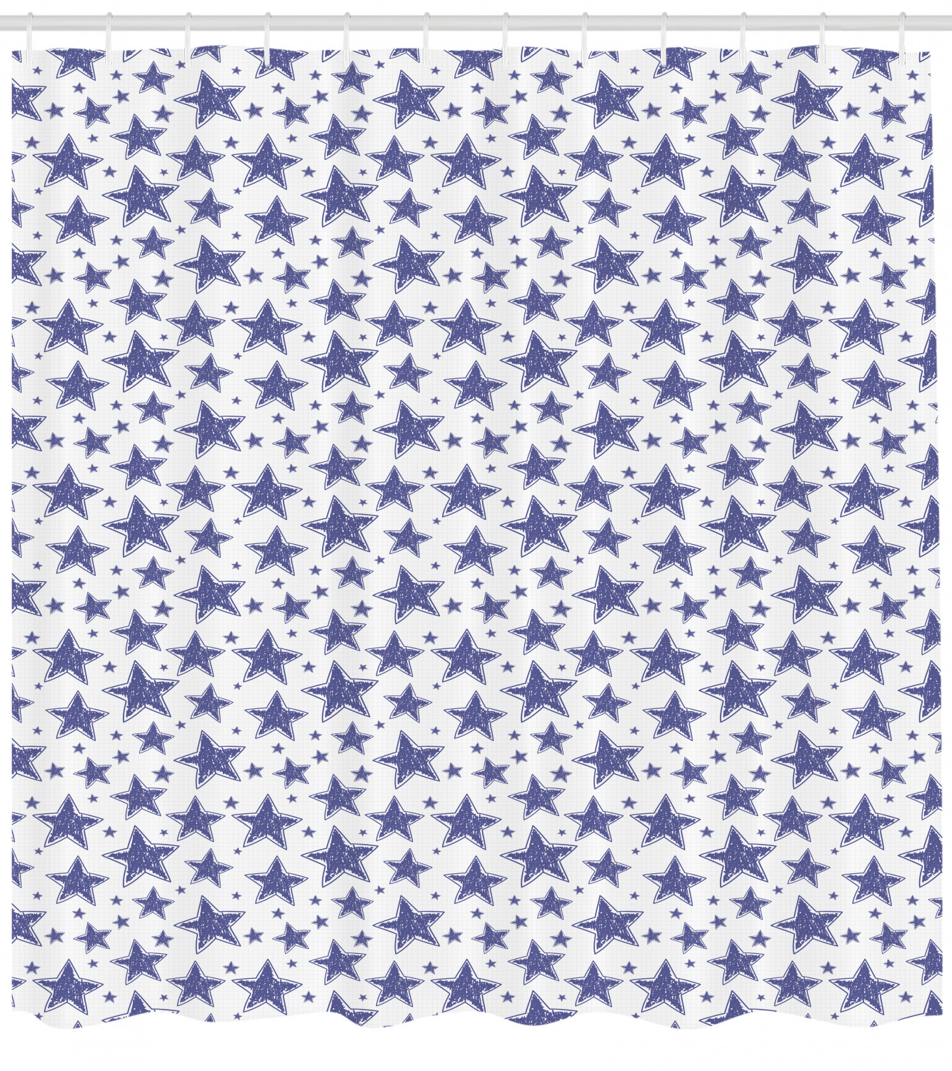 Fabric Shower Curtain with Star Motif for Durable Bathroom Decor