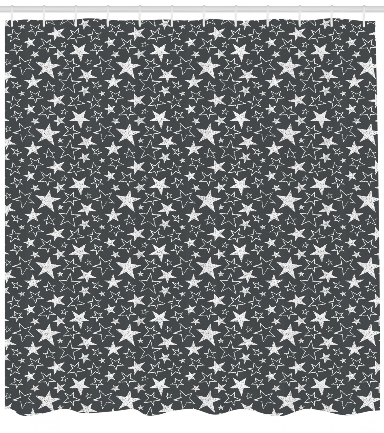 Fabric Shower Curtain with Star Motif for Durable Bathroom Decor