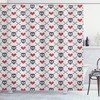 Fabric Stitch Work Knitted Pattern Shower Curtain With Skulls & Hearts