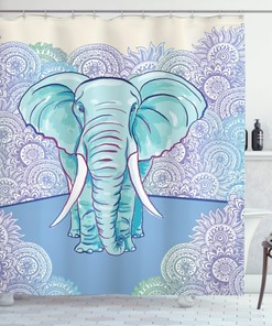 Fabulous Elephant Shower Curtain With Wildlife Safari Print For Your Bathroom