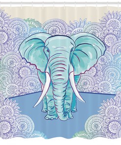 Fabulous Elephant Shower Curtain With Wildlife Safari Print For Your Bathroom