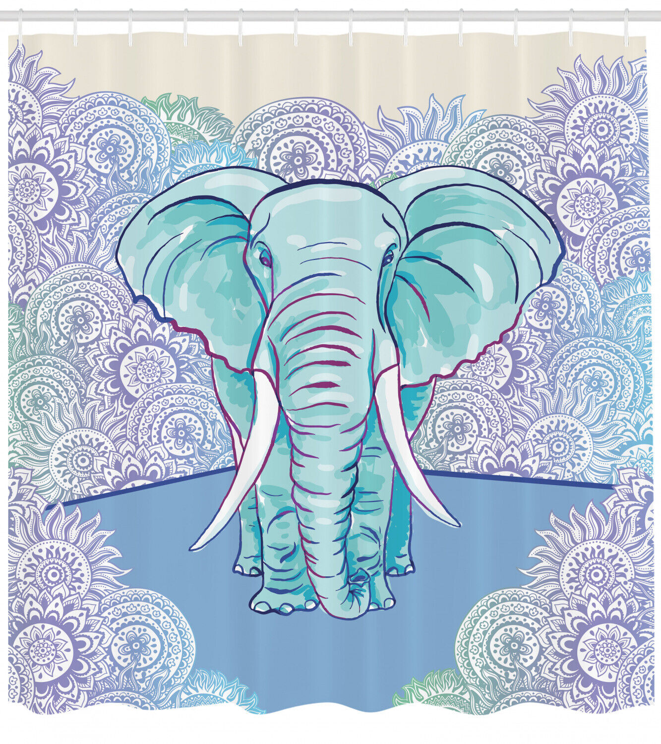 Fabulous Elephant Shower Curtain With Wildlife Safari Print For Your Bathroom