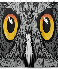 Face Owl Pattern Shower Curtain Modern Home Bathroom Hotel Spa Decorations Waterproof Fabric