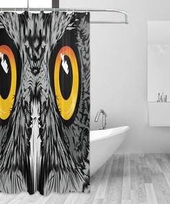 Face Owl Pattern Shower Curtain Modern Home Bathroom Hotel Spa Decorations Waterproof Fabric