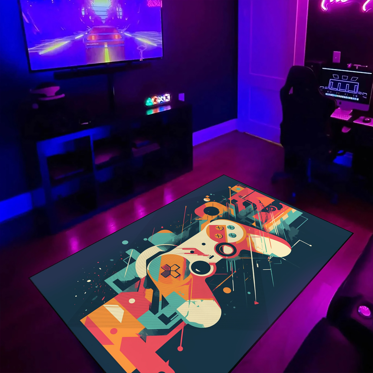 Fade-Resistant Gamer Rug - Perfect for Teen Boys Room