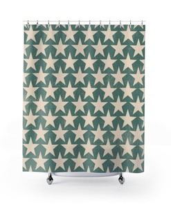 Faded Star Pattern And Patriotic Shabby Chic Vintage Style Boho Shower Curtain For Bathroom Update