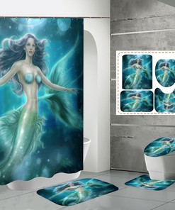 Fairy Sea Mermaid Beauty Bath Shower Curtain Waterproof Fabric for Dreamy Bathroom Decoration