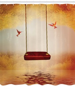 Fairy Tale Lake View Hummingbird Shower Curtain For Bathroom