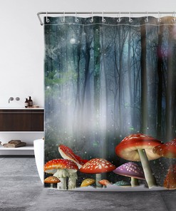 Fairy Tale Mushroom Forest Shower Curtain - Enchanting Bathroom Decor