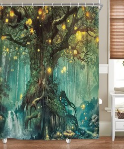 Fairy Tales Shower Curtain With Fantasy Tree Decoration - Forest Fairy Tales Shower Curtain