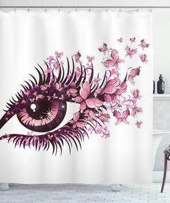 Fairy Woman Eyelashes Print Butterfly Shower Curtain - Unique And Whimsical Bathroom Decor Idea