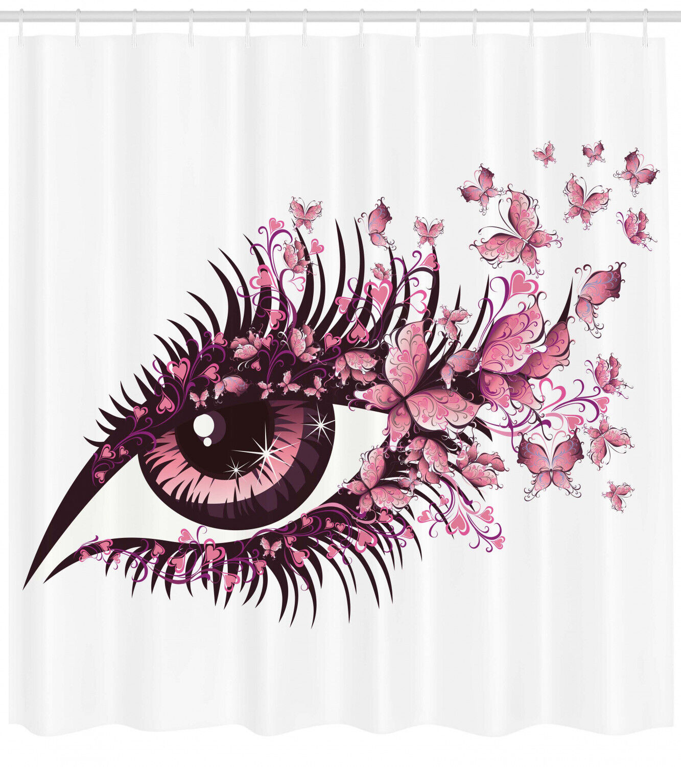 Fairy Woman Eyelashes Print Butterfly Shower Curtain - Unique And Whimsical Bathroom Decor Idea - Image 2