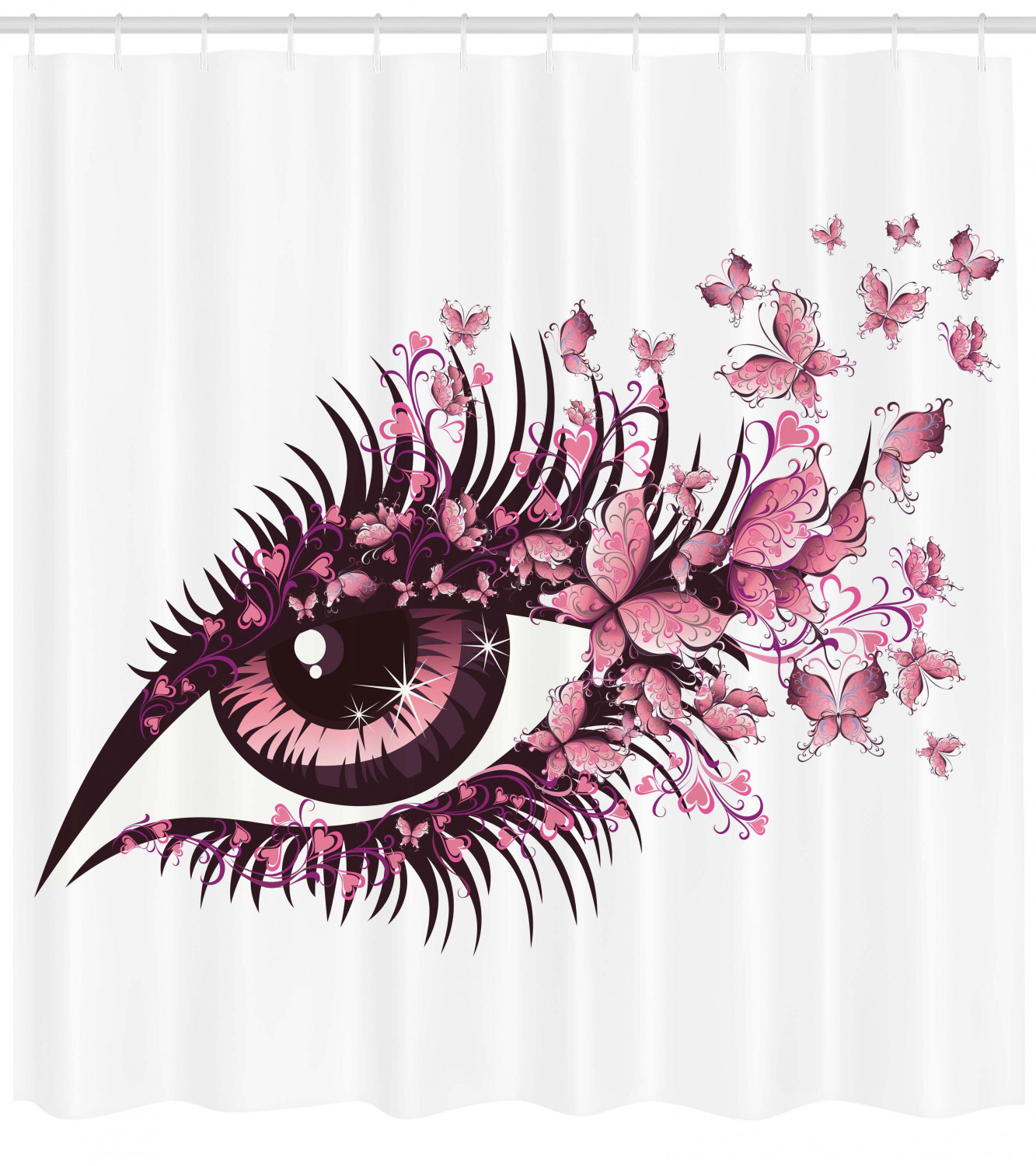 Fairy Woman Eyelashes Print Butterfly Shower Curtain - Unique And Whimsical Bathroom Decor Idea - Image 4