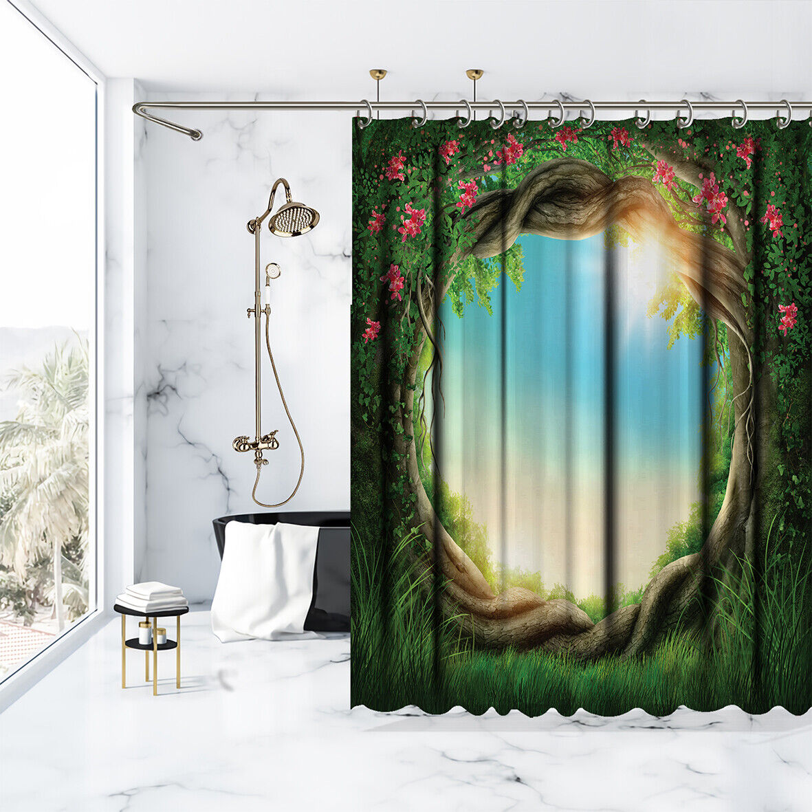 Fairytale Shower Curtain - Bring The Spring Day Garden Flowers To Your Bathroom Decorr