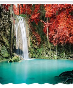 Fall Forest Oaks Waterfall Shower Curtain for Bathroom Decor