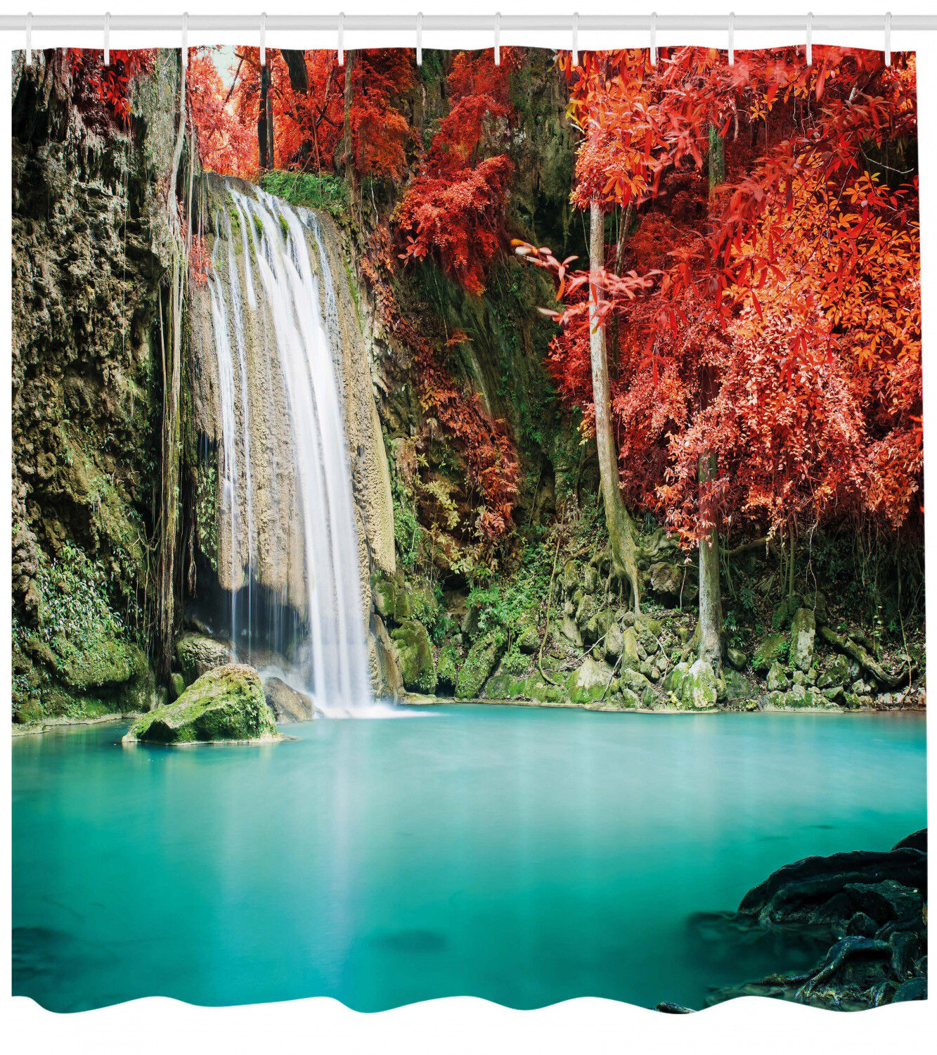 Fall Forest Oaks Waterfall Shower Curtain for Bathroom Decor
