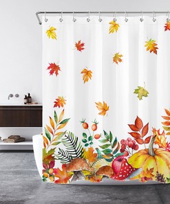 Fall Fruit Maple Leaf Mushroom Pumpkin Shower Curtain - Perfect For Adding The Autumn Vibe To Your Bathroom