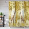 Fall Giraffe Shower Curtain, Birch Tree Forest Jungle Bathroom Decor - Wildlife, Natural Landscape Curtain