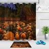Fall Harvest Pumpkin Field Cat Wood Hut Fabric Shower Curtain - Add A Rustic Touch To Your Bathroom
