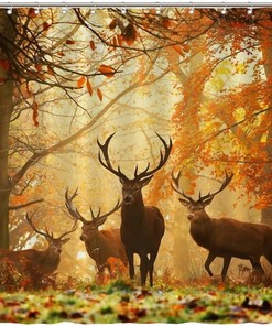 Fall Nature Deer Shower Curtain for Rustic Bathroom Decor - Bathroom Shower Curtain