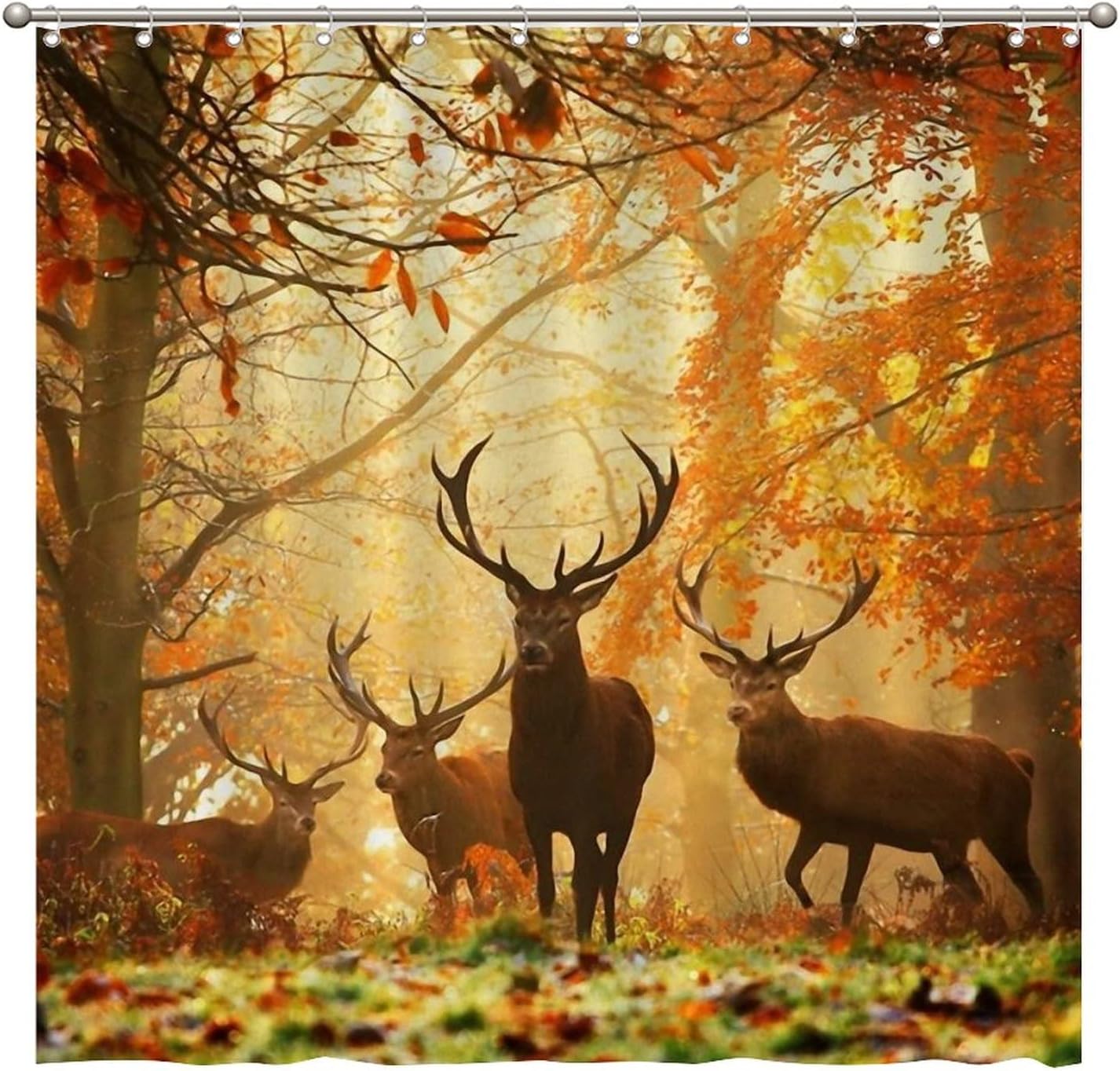 Fall Nature Deer Shower Curtain for Rustic Bathroom Decor - Bathroom Shower Curtain